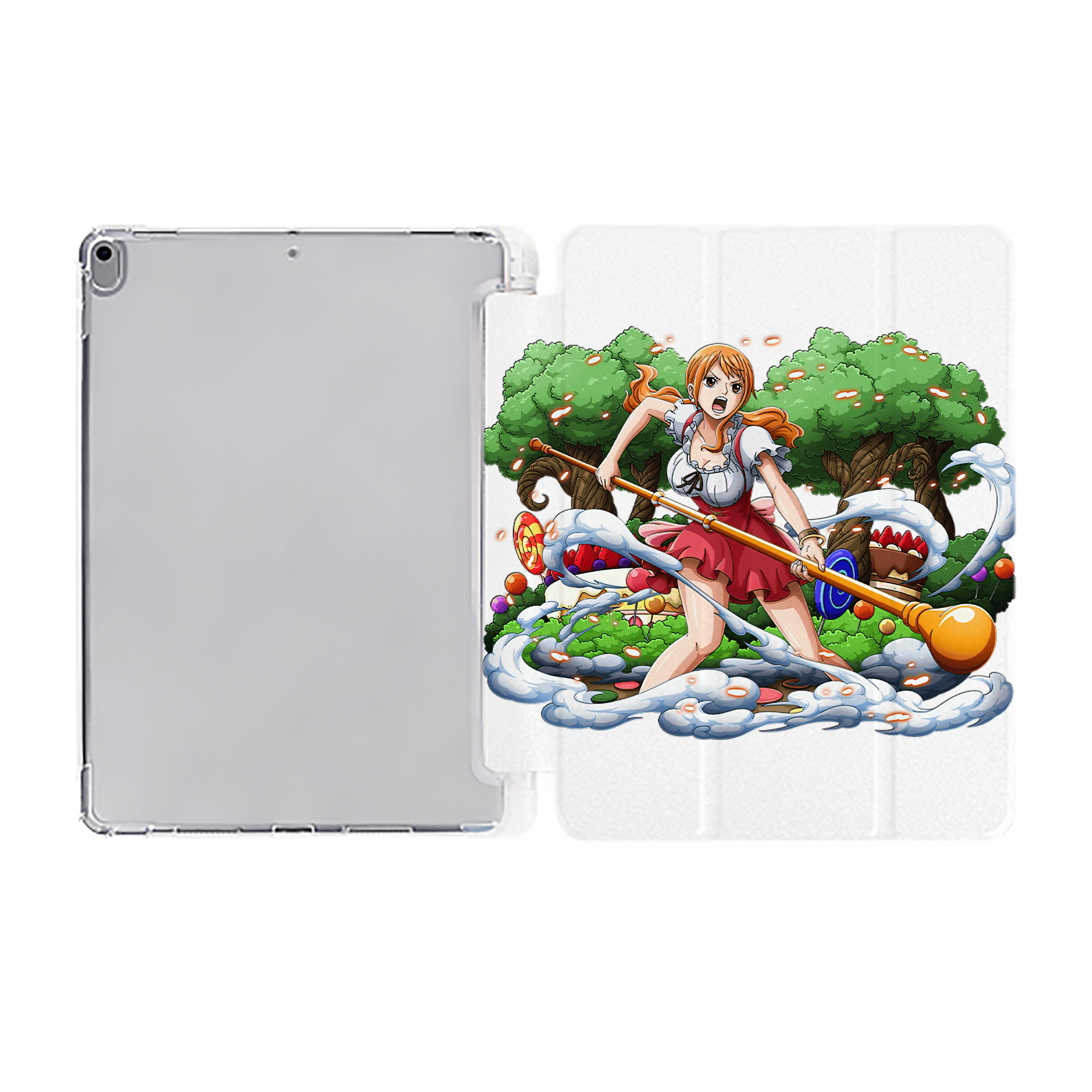 （画像用） ワンピース ナミ ONE PIECE Nami IPad ケース ペン収納付き 三つ折りスタンド PUレザー×シリコン 対応機種9.5/10.5/10.9インチ